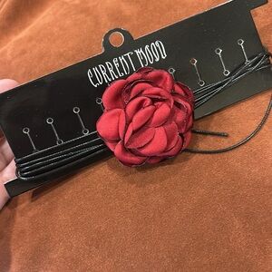 Brand new current mood burgundy rose wrap around neck, choker necklace one size